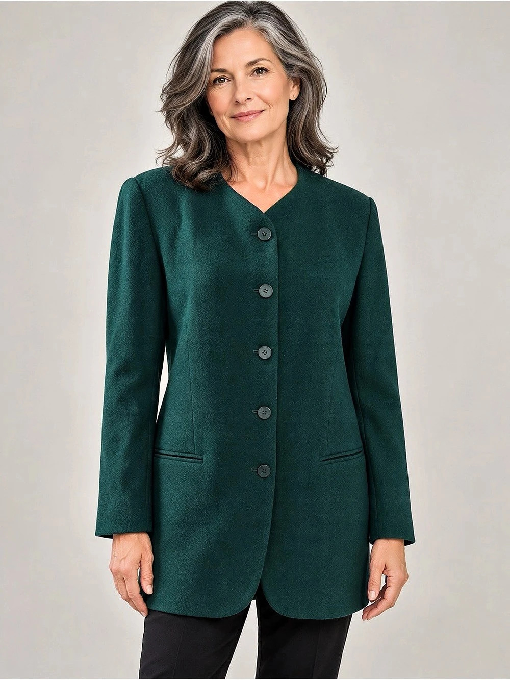 Vintage Talbots Emerald Green 100% Wool Blazer Coat Size 14